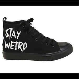 Brand New Unisex “Stay Weird” Hi-Top Sneakers